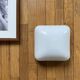 Square white opaline glass wall/ceiling light, 1960s-1970s vintage