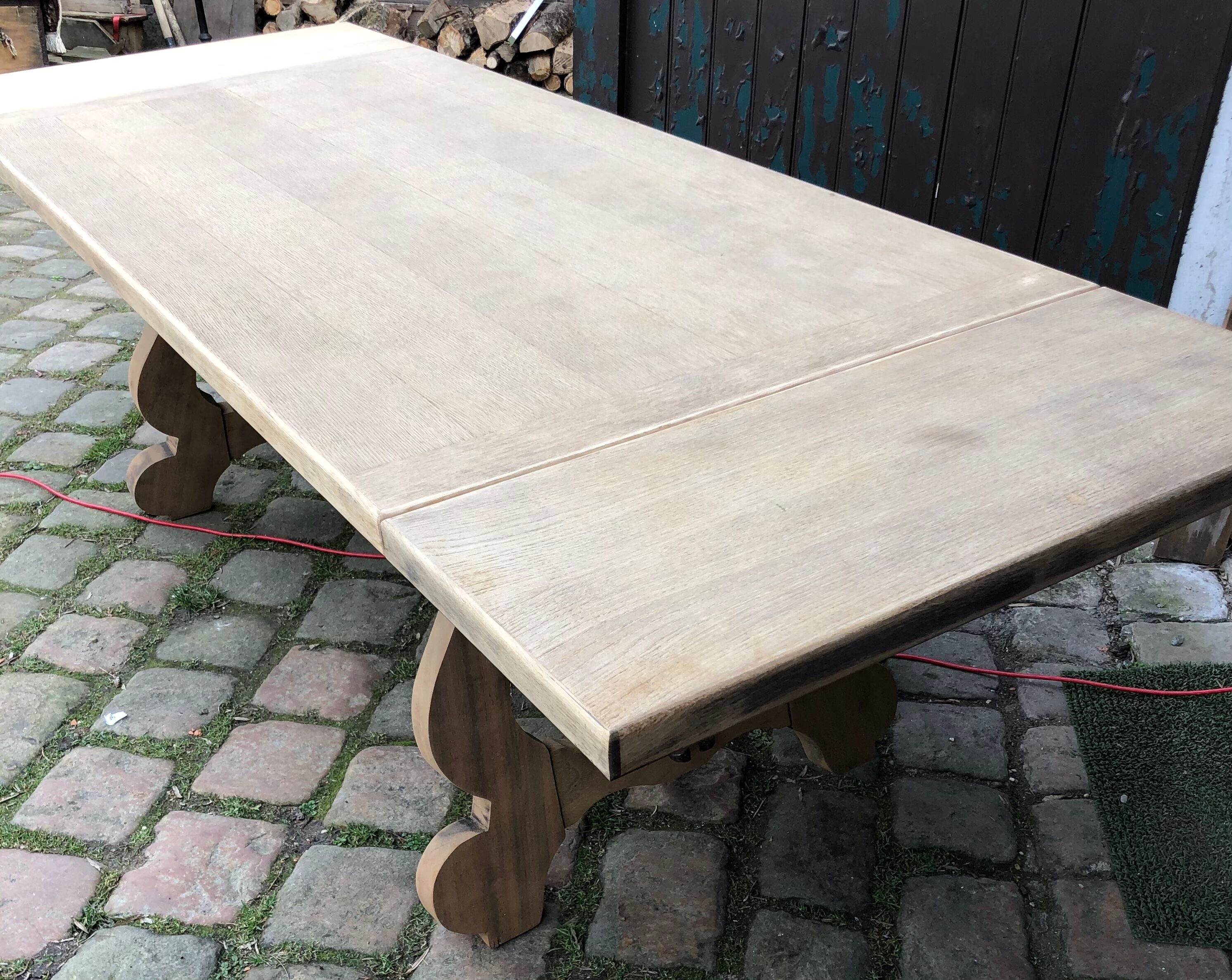 Monastery table in stripped solid oak