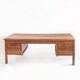Large vintage two-seater desk. Solid chestnut wood. Restored. France, 1940s