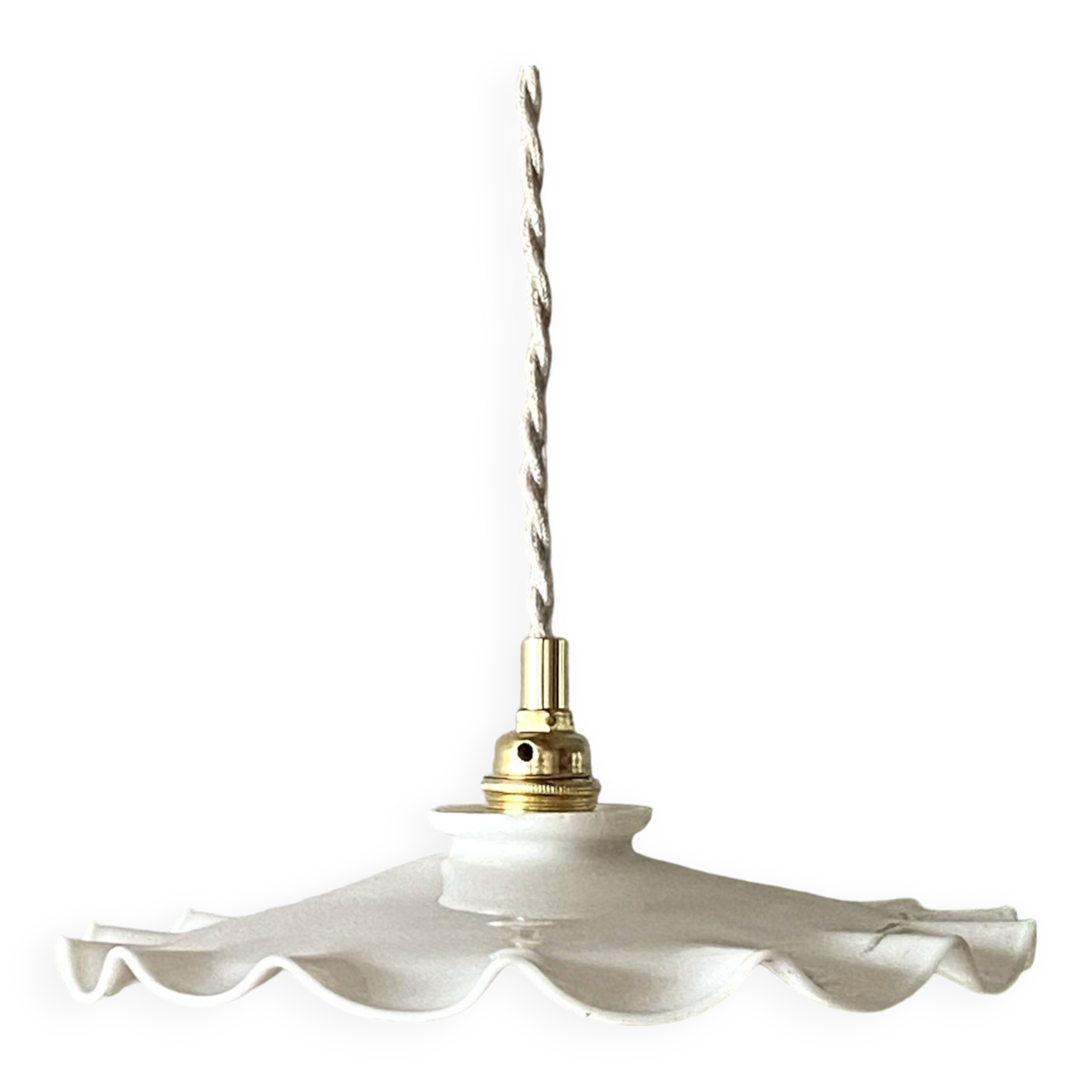 Ruffled opaline pendant light