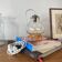 Lampe baladeuse tulipe ancienne en verre transparent et doré