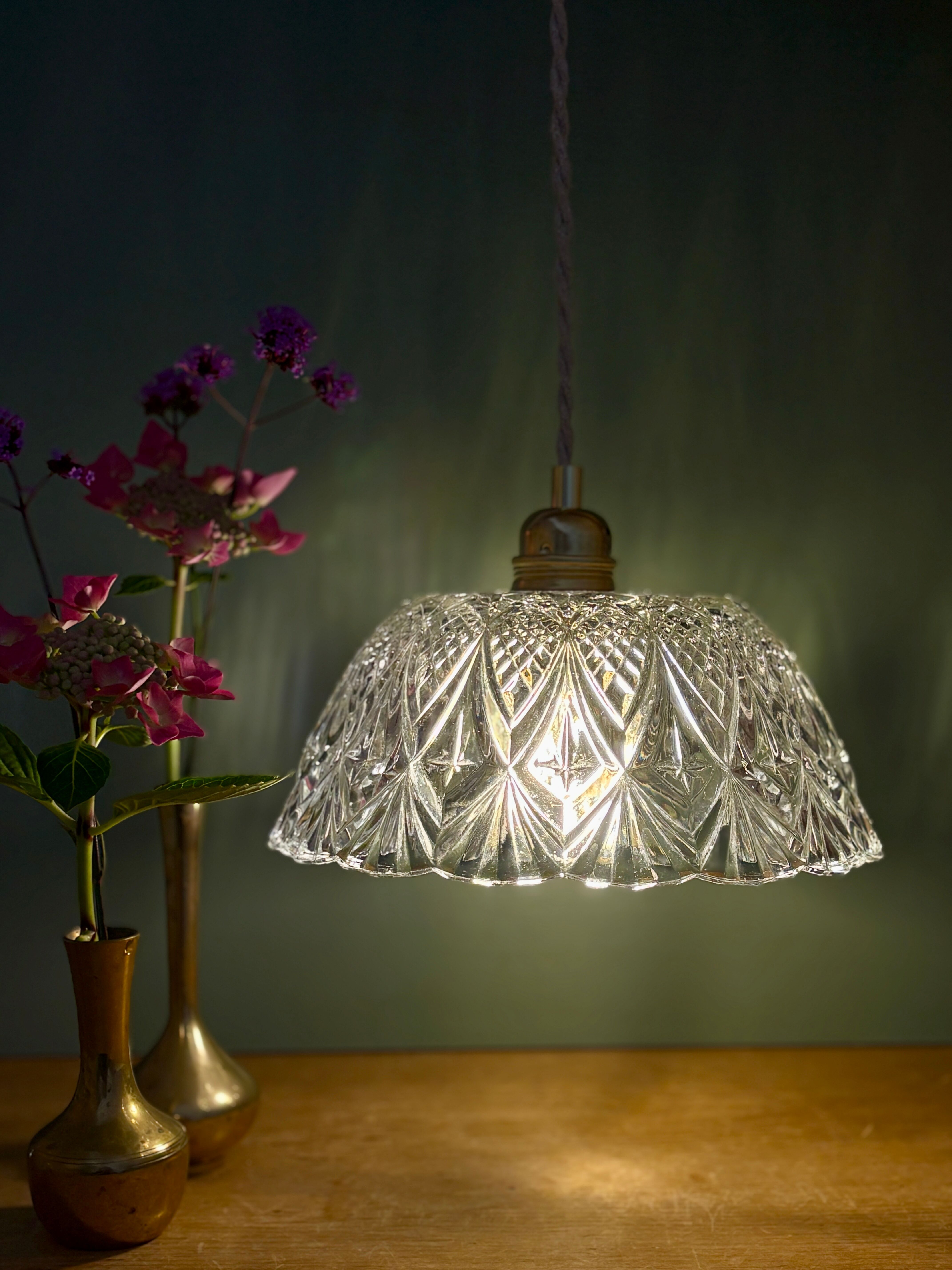 Vintage glass pendant light - tableware collection -