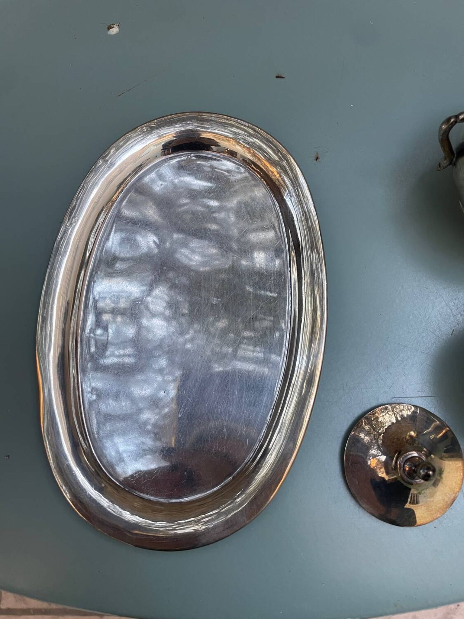 Silver sugar bowl and milk jug set