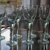 Set of hand-blown stemmed bubble glasses