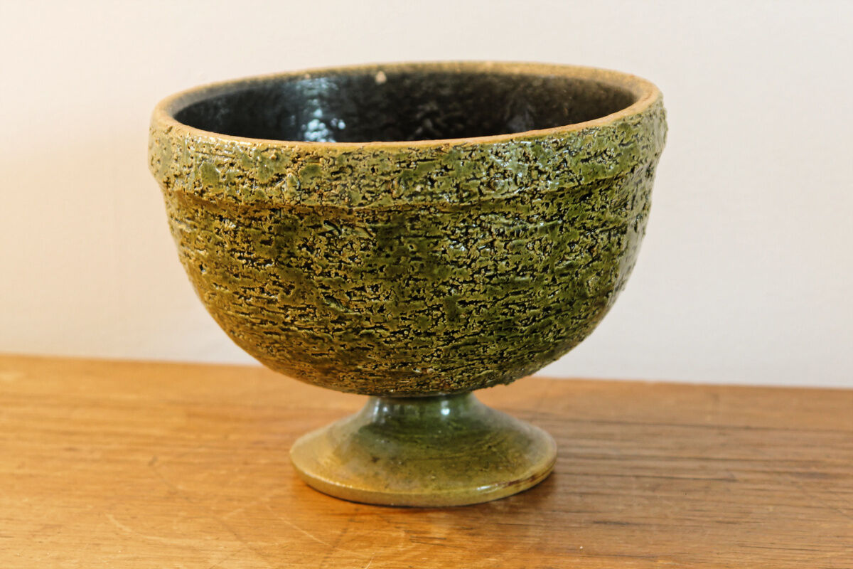 Sandstone bowl on pedestal