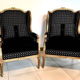 Fully restored old shepherdess armchairs