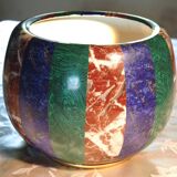 Large decorative pot cover vase Tommaso Barbi, porcelain and brass