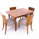 Dining table with four chairs, first half of the 20th century. After renovation.