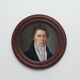 Portrait man in frame round wood