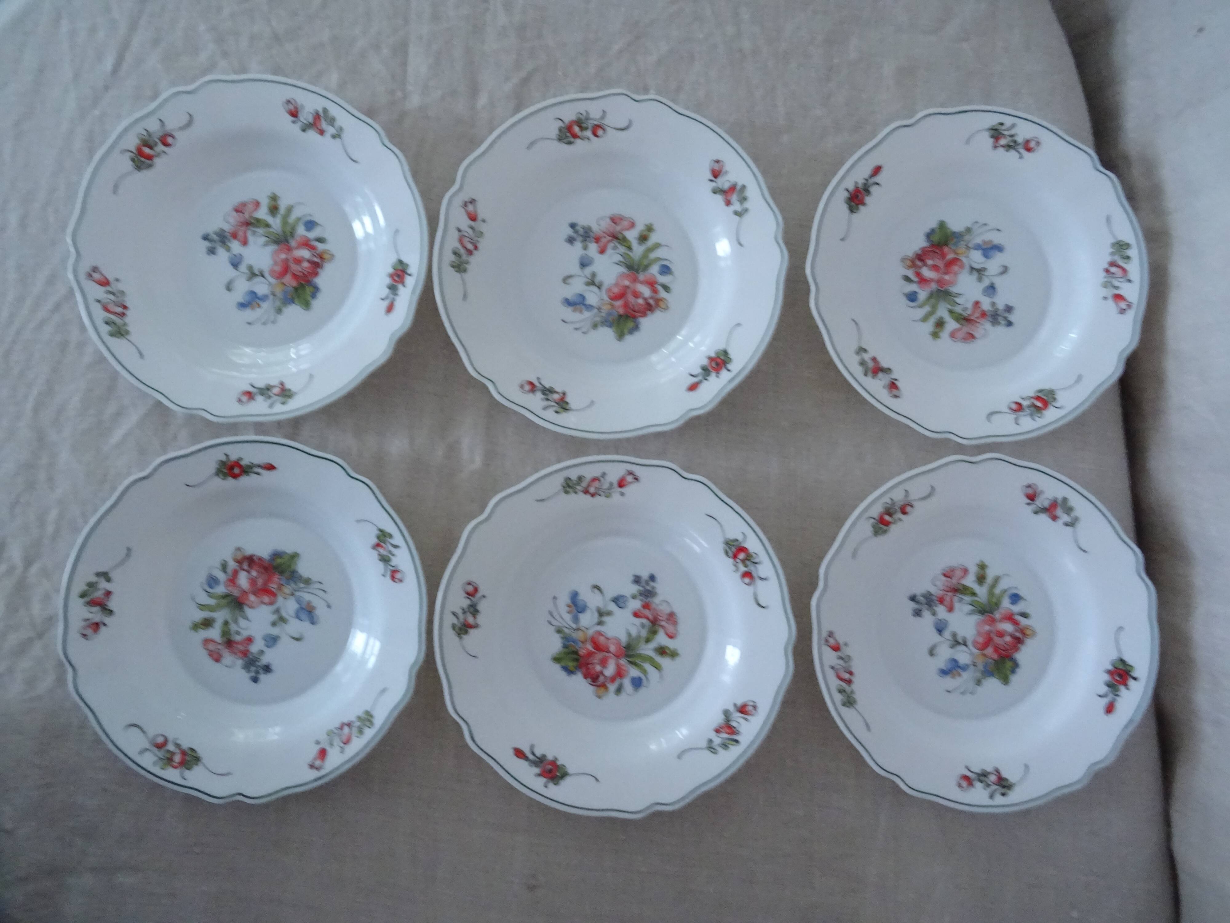 18 plates ronsard, flowers Arcopal 6 x plate hollow dessert