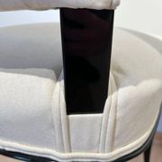 Art Deco Chairs in Black Lacquer in Cream Velour, France, 1930s, Set of 8