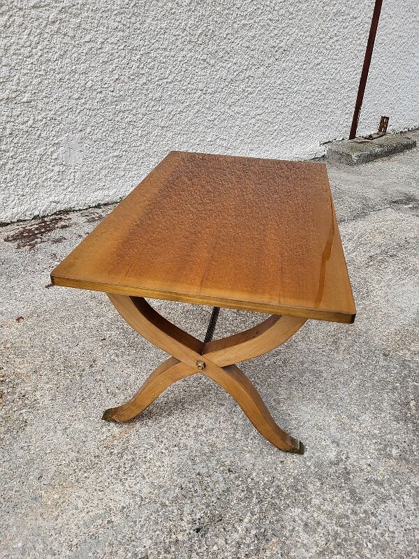 Table basse style bateau en acajou blond