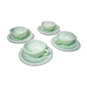 4 tea cups in mint color opaline