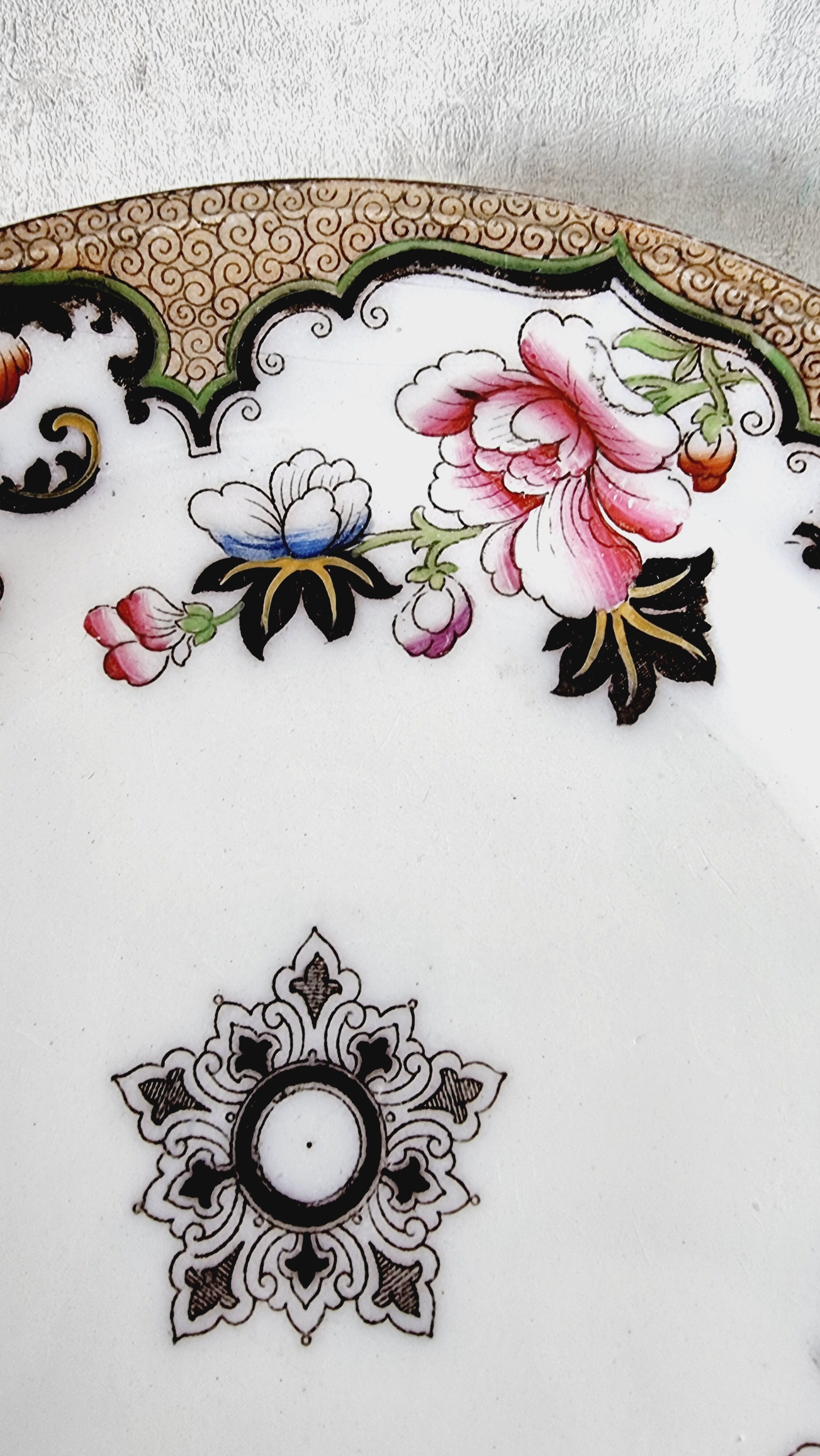 English Ceramic Plate Beech Hancock mod: Jeddo S.XIX Chinese Inspired Floral Patterns