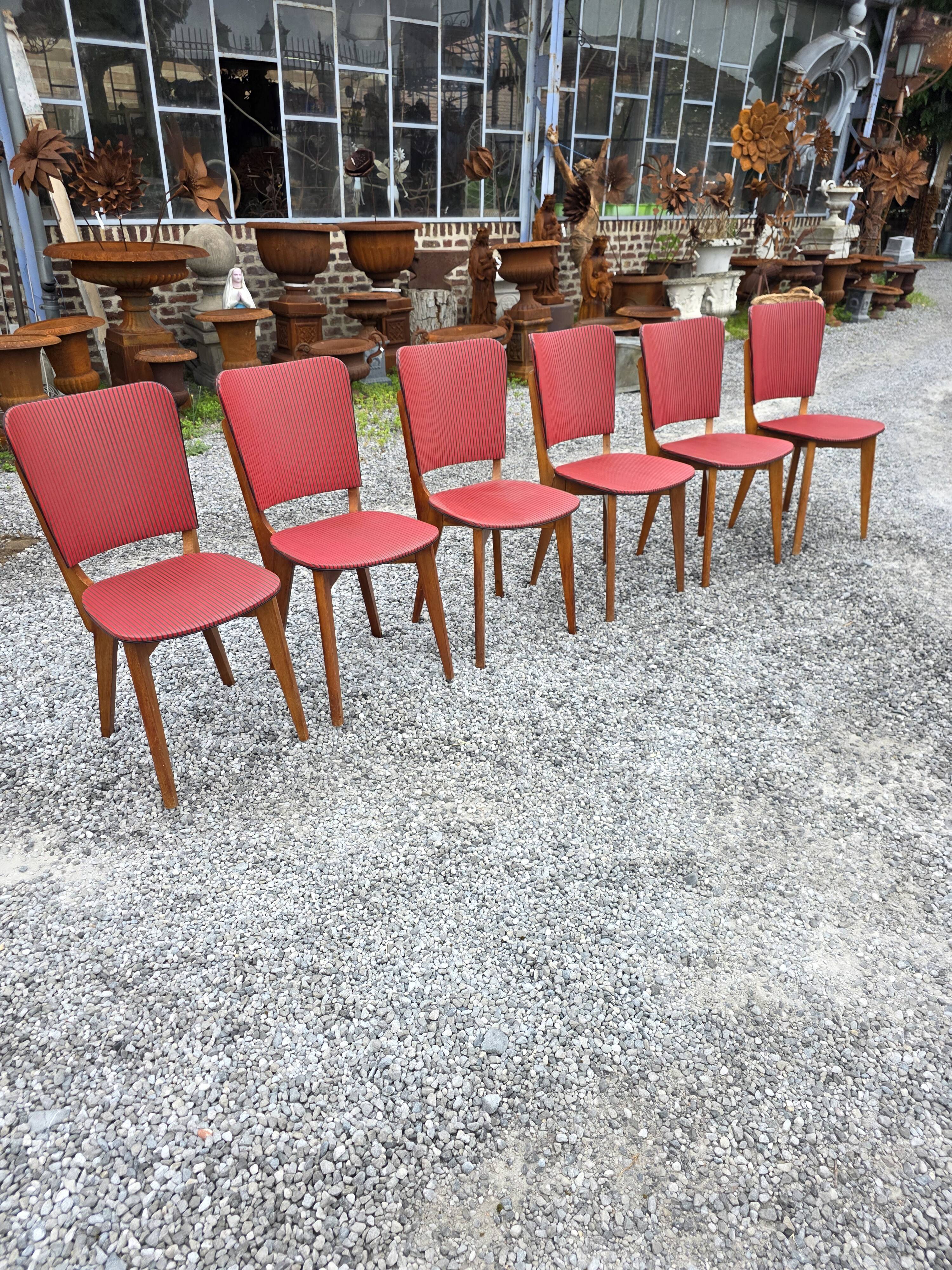 6 vintage oak chairs from the 1960s