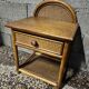 Vintage bedside table in rattan, wood and canning