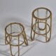 Pair of vintage mid century bamboo ice glass flower stands