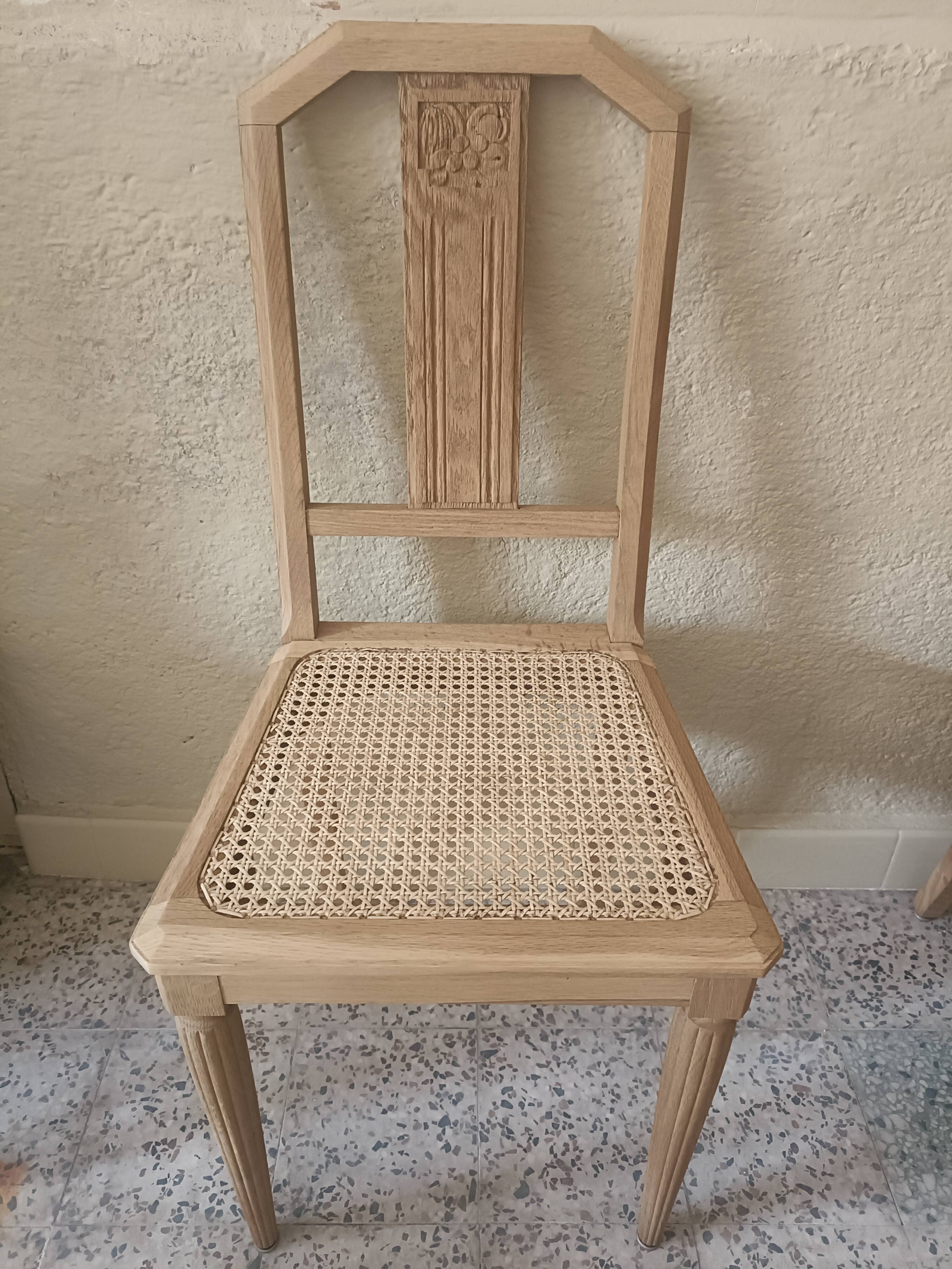 6 chaises cannées art déco rénovées
