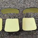 Chaises Formica jaune  pieds compas 1950