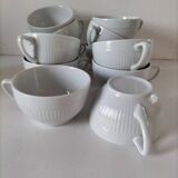 12 White Porcelain Cups
