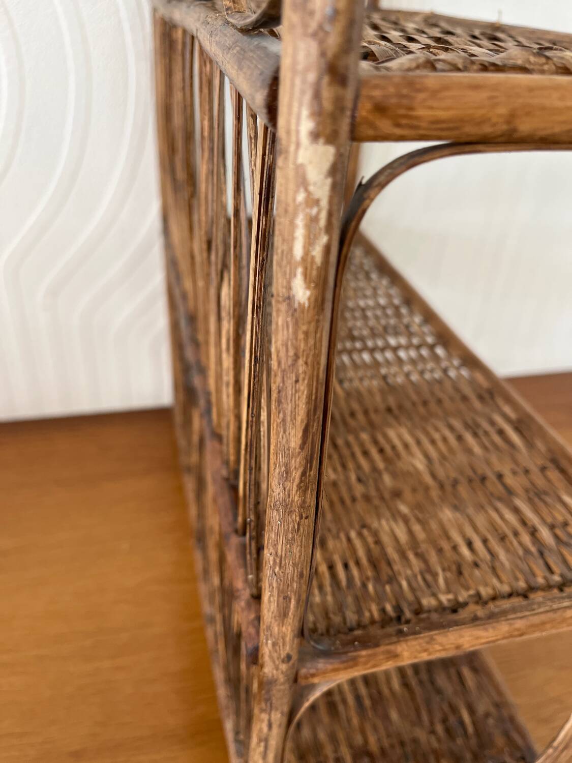 Vintage wicker wall shelf