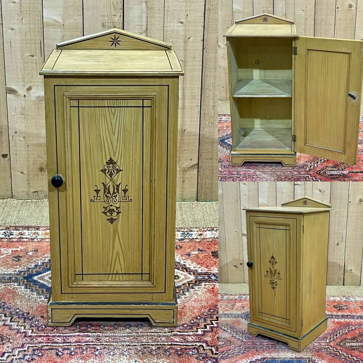 19th century English bedside table in painted fir