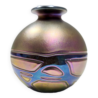 Vase vintage opalescent mdina en verre de malte