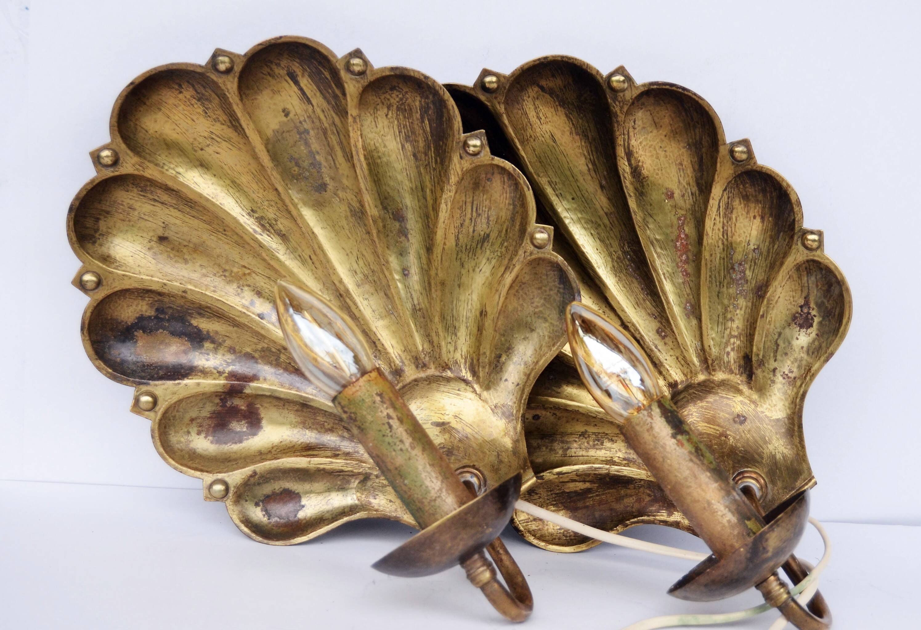 Appliques murales suédoises conçues par a.W. Borgh, coquillages de Jonkoping, Scandinavie