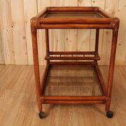 Desserte roulante en rotin et bambou vintage, Almos Italie