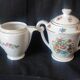 Crémier et sucrier porcelaine décor de roses