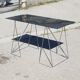 Vintage steel wire desk with chrome trestles and smoked glass top