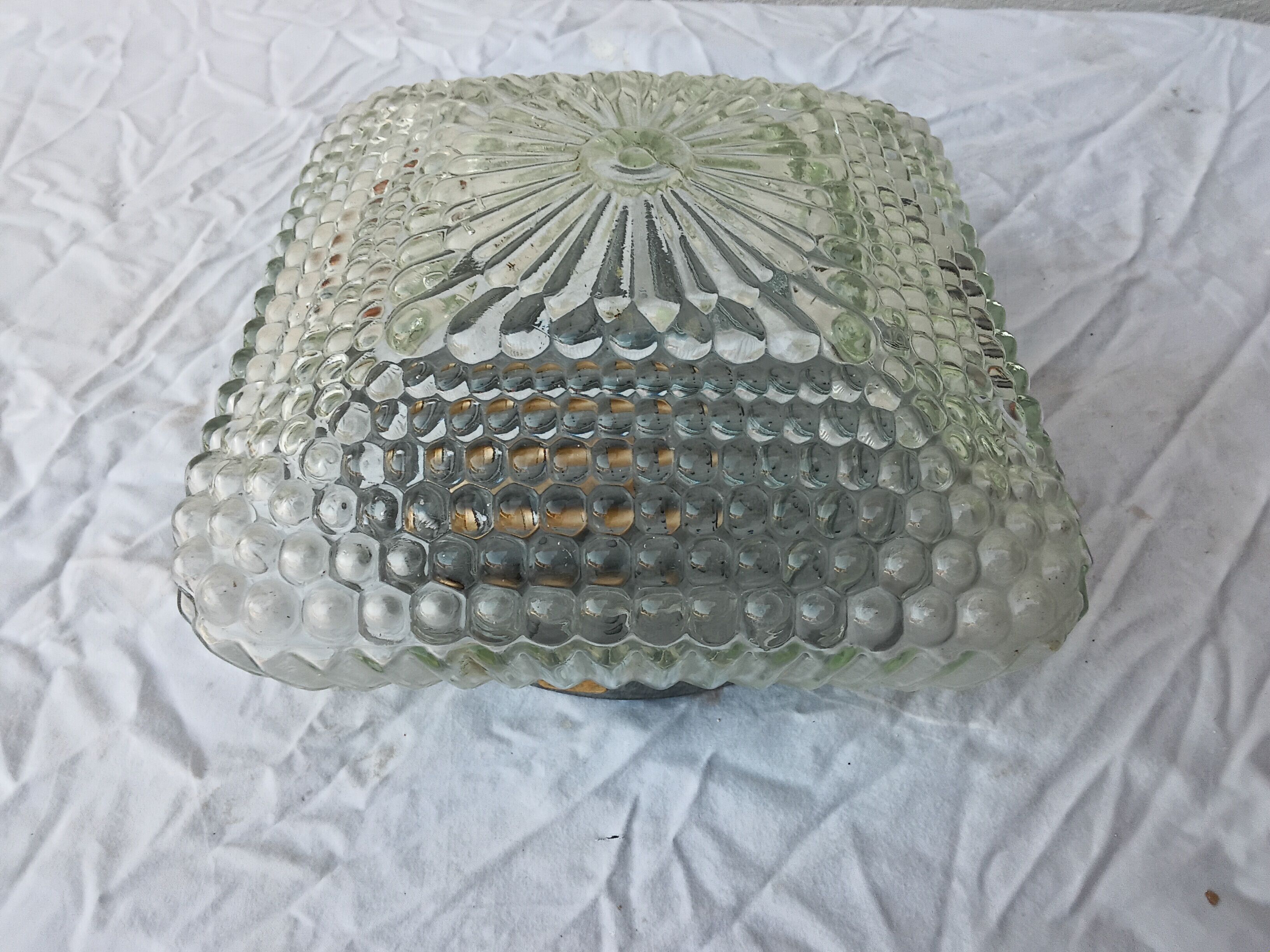 Ceiling light / wall light in bubbled glass