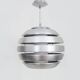 Large vintage Mercury pendant light by Eglo in brushed aluminum and opaline