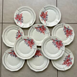 Set of 10 Art Deco porcelain dessert plates