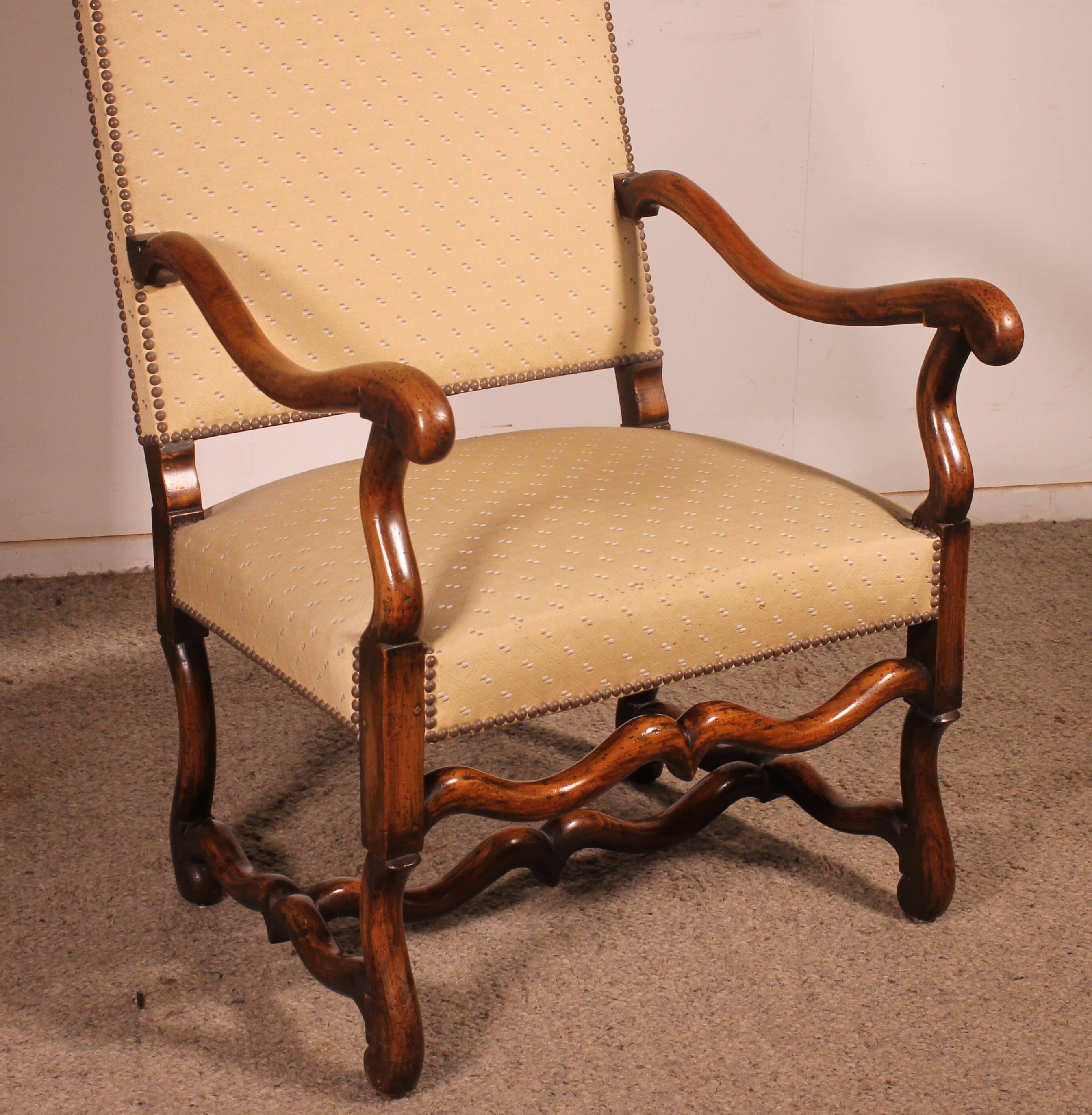Louis XIV Style Armchairs in Sheep Bone in Walnut - 19th Century