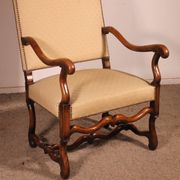 Louis XIV Style Armchairs in Sheep Bone in Walnut - 19th Century