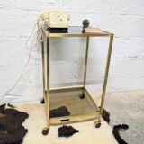 Vintage rolling table in brass and smoked glass