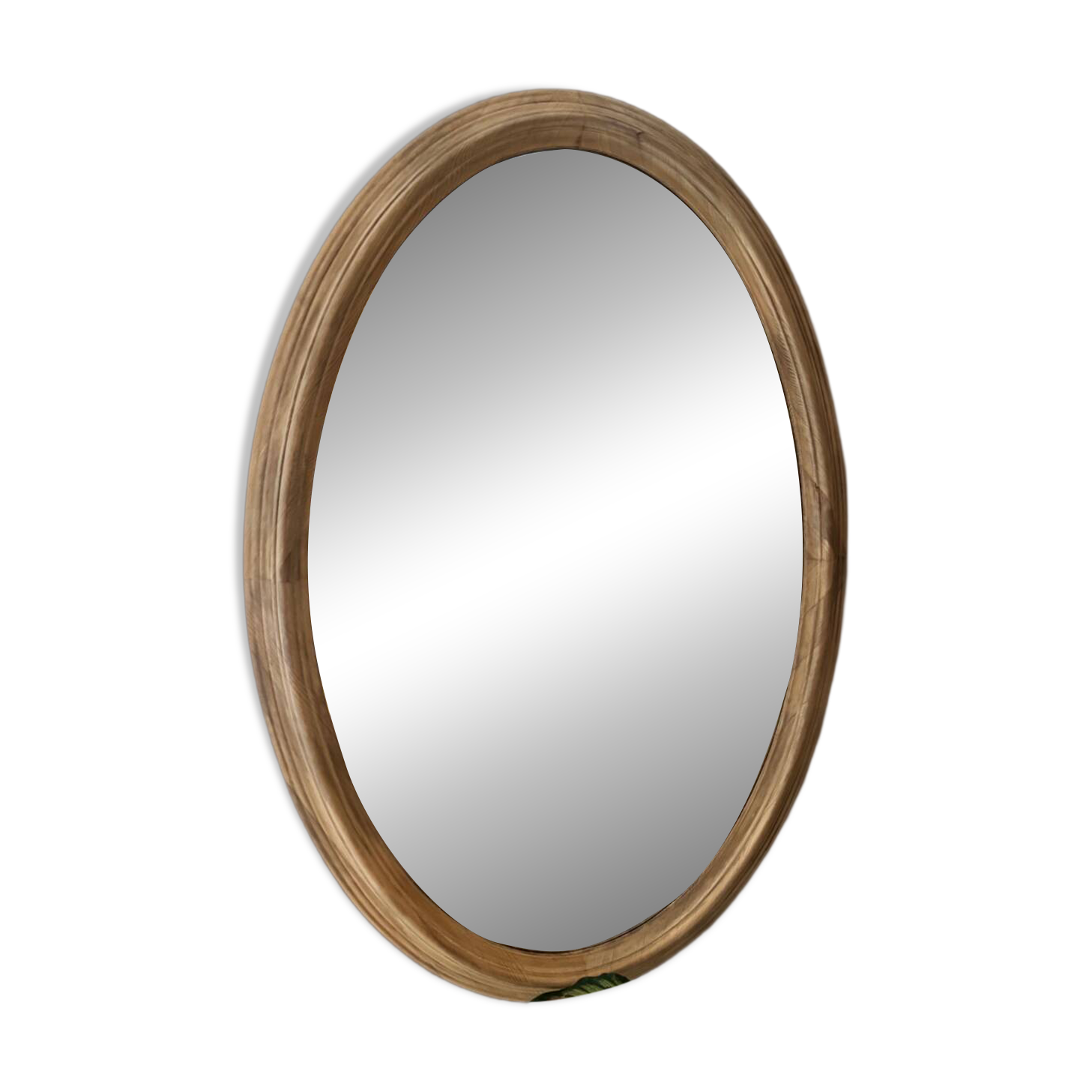 Miroir ovale en bois de pin