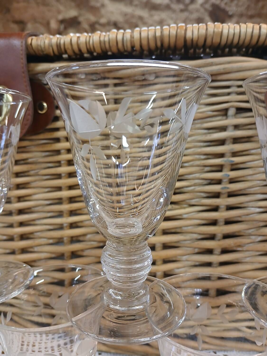 7 antique stemmed glasses