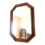 Hexagonal mirror in art deco wood