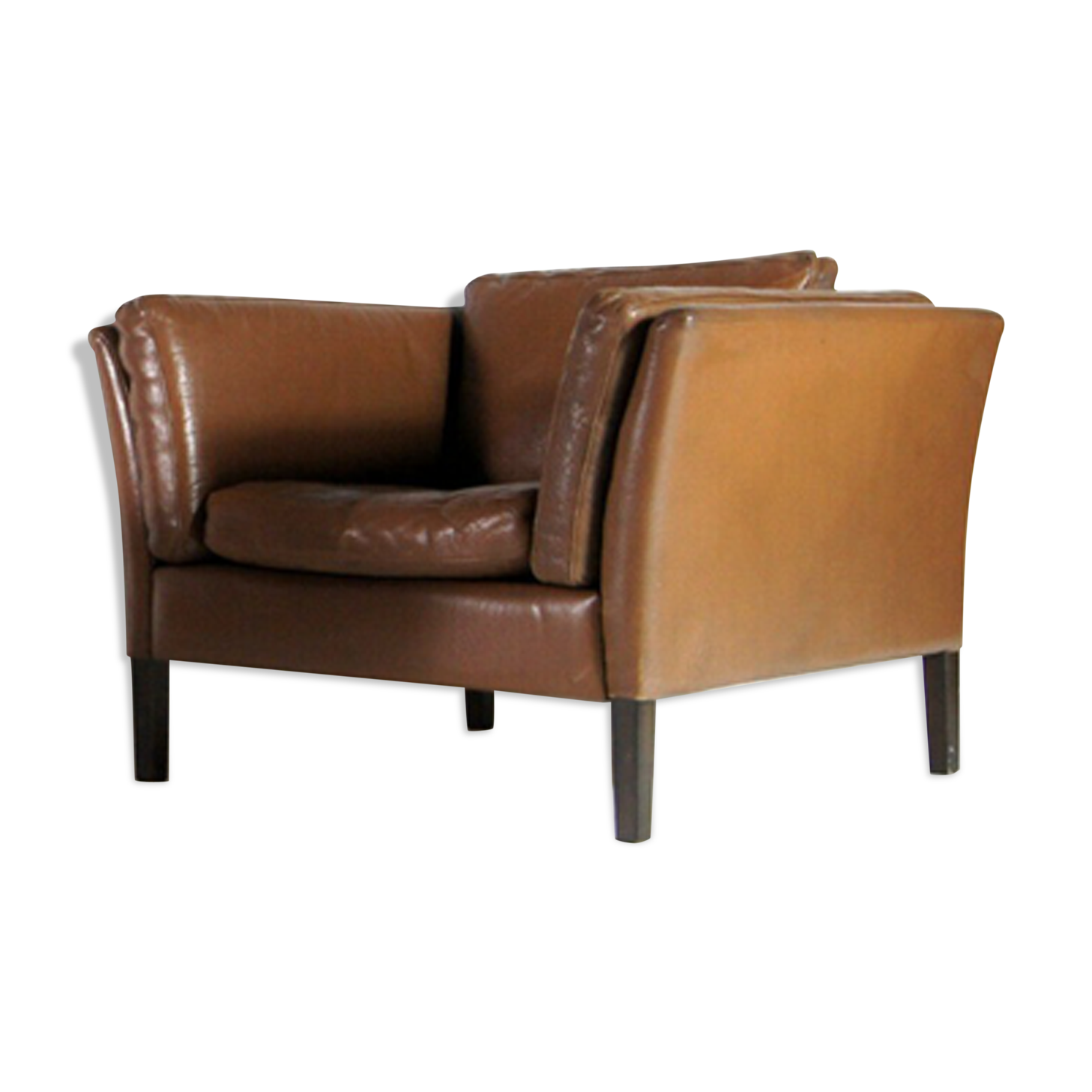 Vintage chair in teak and Danish retro leather 60s 70s