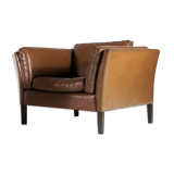 Vintage chair in teak and Danish retro leather 60s 70s