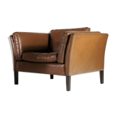 Vintage chair in teak and Danish retro leather 60s 70s