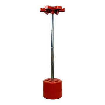 Red plastic and chrome coat rack VIP by Lucci and Orlandini for Velca Italy