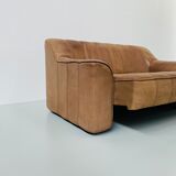 Mid-Century Swiss Cognac Leather DeSede DS-44  Extendable 2-seater Sofa by DeSede 1970s.