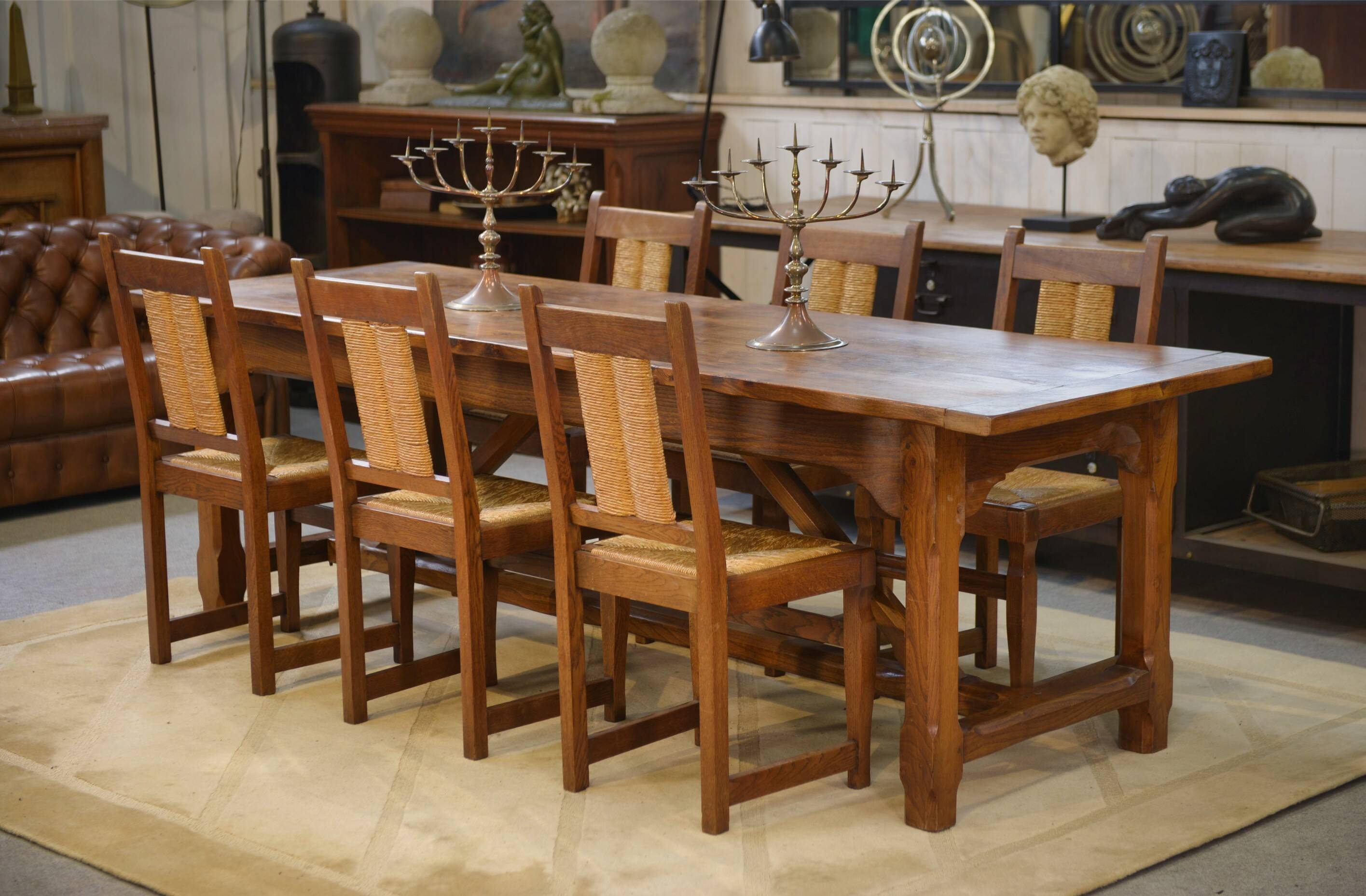 Grande table de ferme en orme massif 1950’s