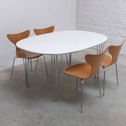 1st edition set of 4 'Lily' chairs in oak by Arne Jacobsen for Fritz Hansen, 1969