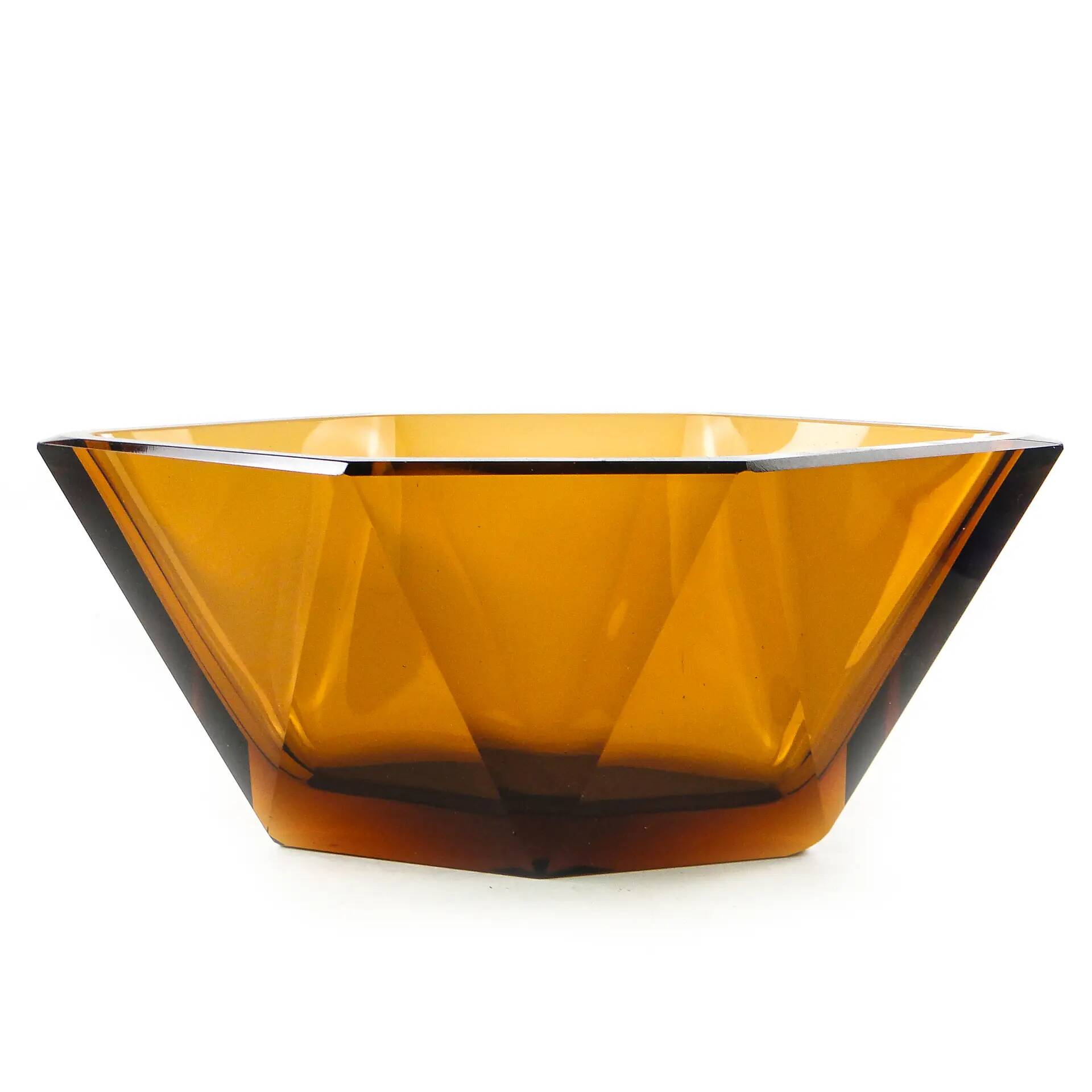 Art Deco jardiniere, crystal, Moser, Czechoslovakia, 1930s