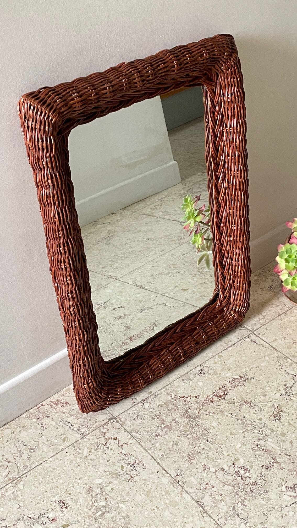 VINTAGE Rattan MIRROR