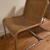 Pair of vintage rattan cantilever chairs
